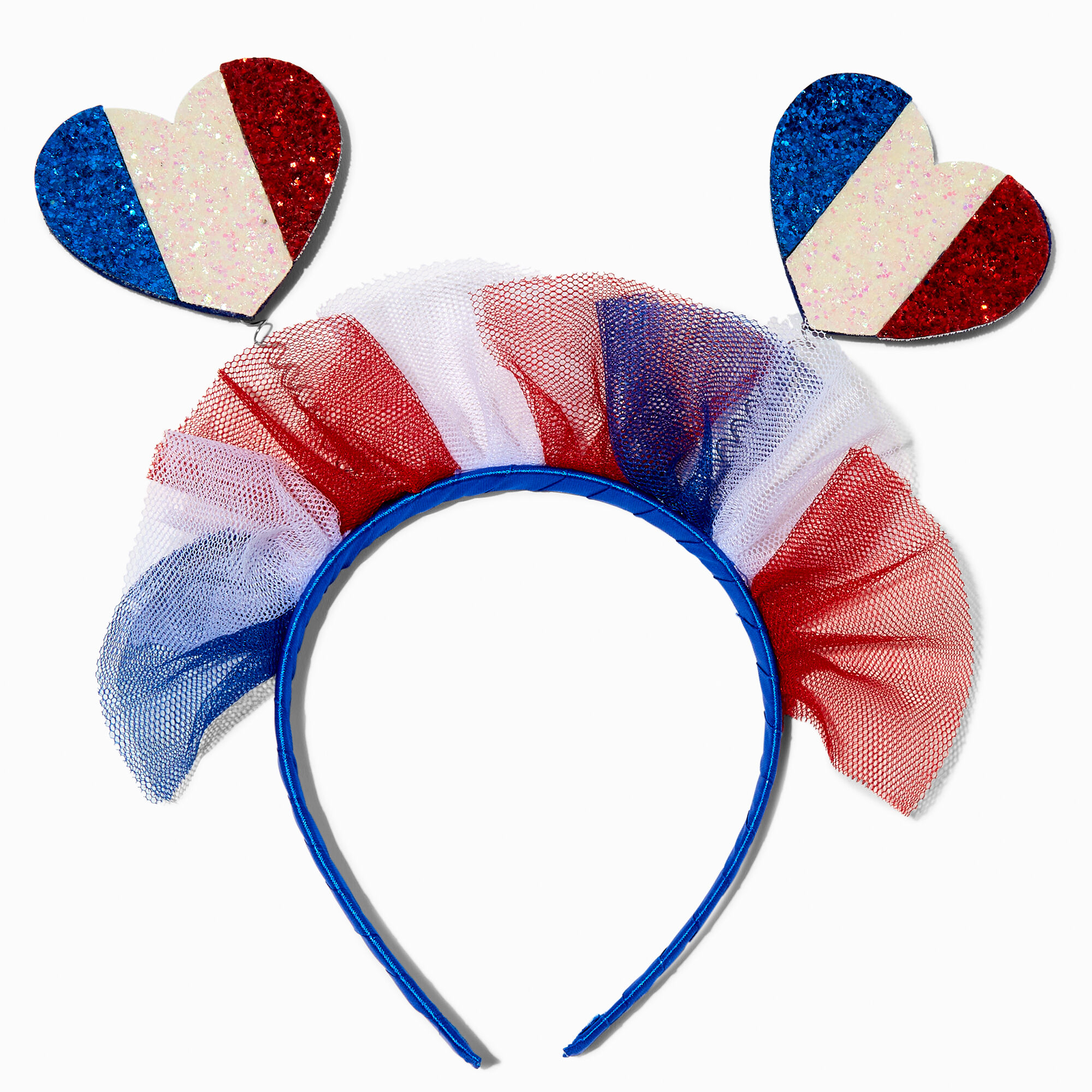 View Claires Heart France Flag Tulle Bopper Headband Blue information