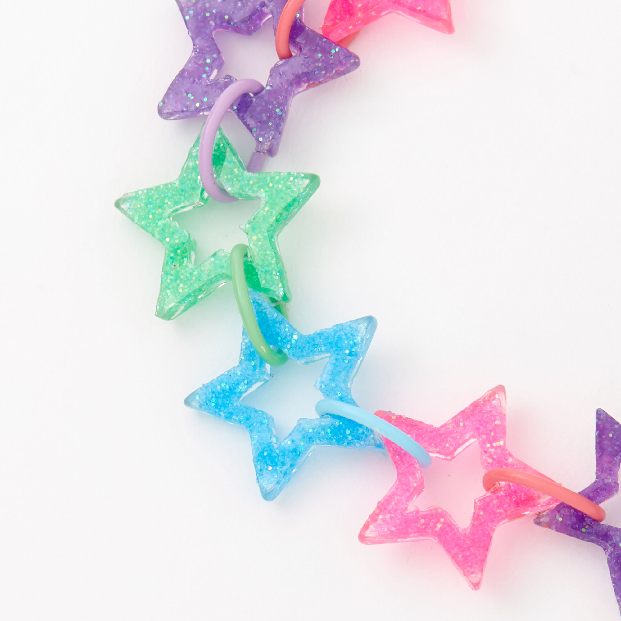 Rainbow Glitter Star Chain Bracelet,