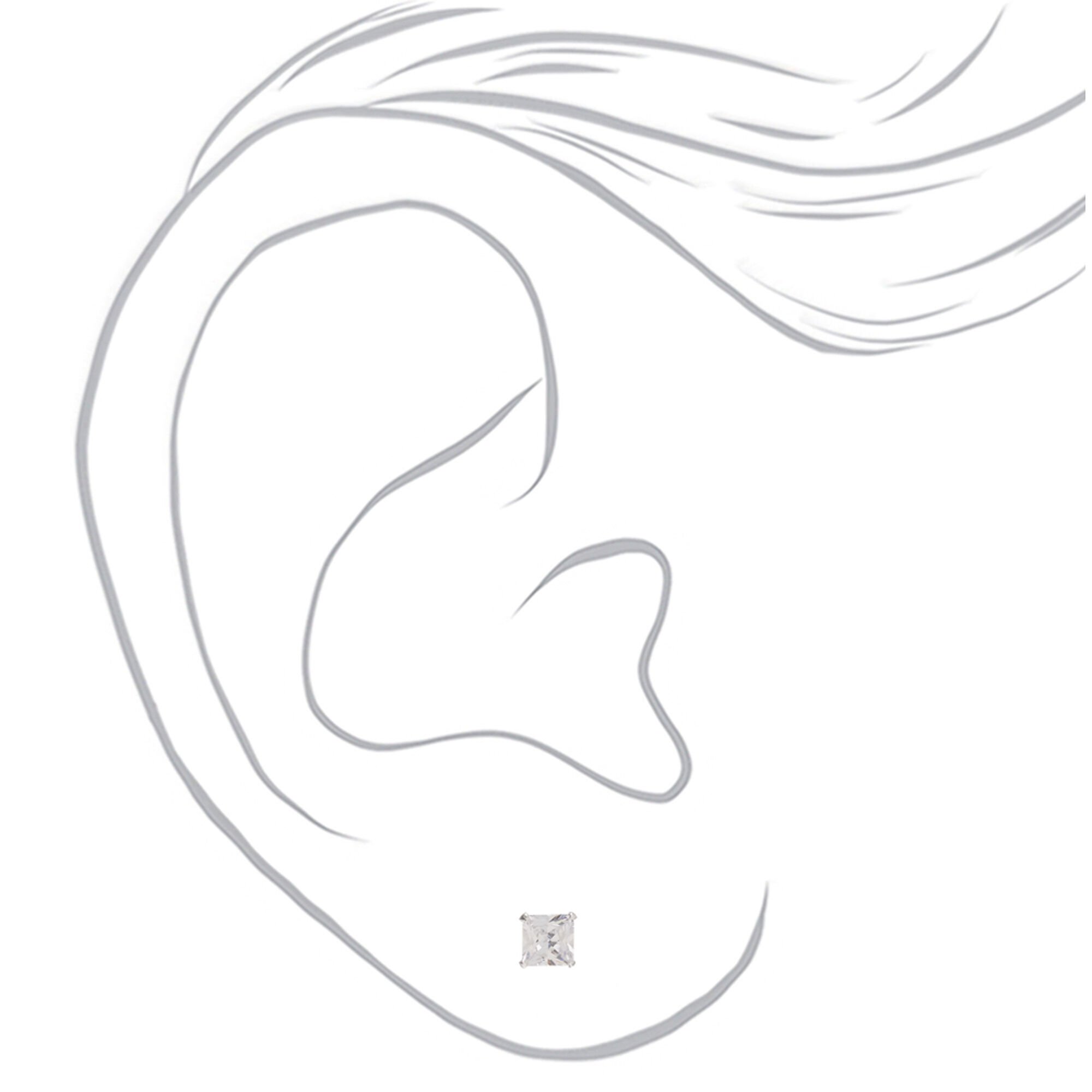 C LUXE by Claire's Sterling Silver Cubic Zirconia 6mm Square Martini Stud Earrings,