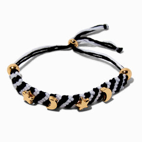 Celestial Black &amp; White Woven Adjustable Bracelet,