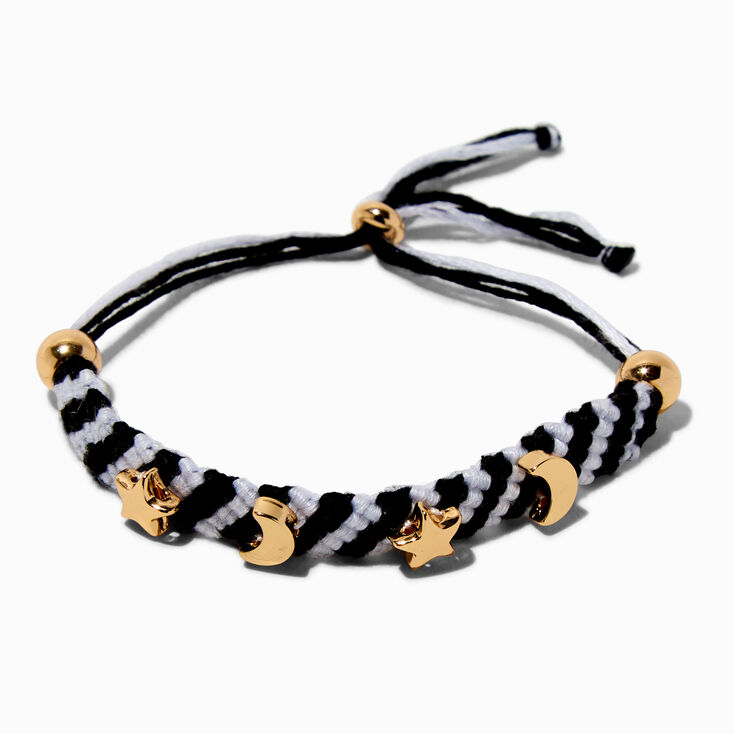 Celestial Black &amp; White Woven Adjustable Bracelet,
