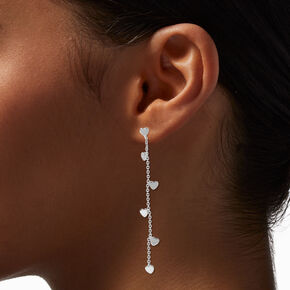 Silver-tone Heart Linear 2.5&quot; Drop Earrings ,