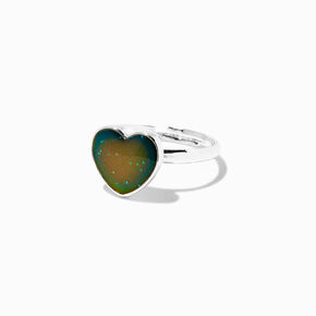 Silver Glitter Heart Mood Ring,