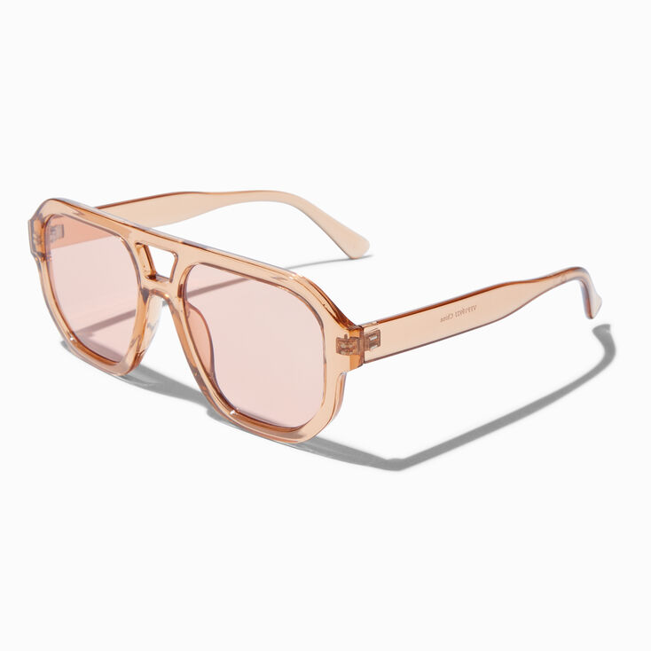 Lunettes de soleil aviateur transparentes marron clair,