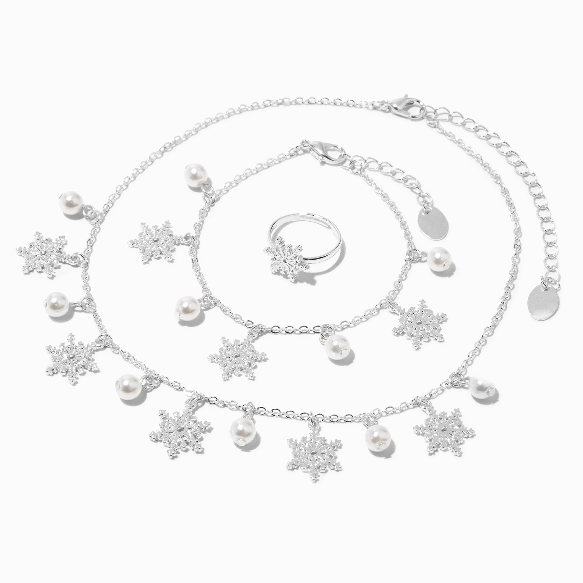 View Claires Club Snowflake Traditional Holiday Jewelry Set 3 Pack Silver information