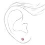 Silver Red &amp; Pink Cubic Zirconia Round Stud Earrings - 3 Pack, 5MM,