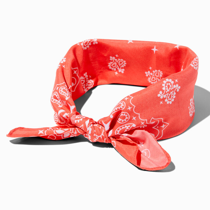 Bandeau bandana &agrave; motif cachemire rouge,