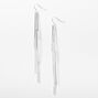 Silver-tone Rhinestone 4&quot; Linear Sticks Drop Earrings,