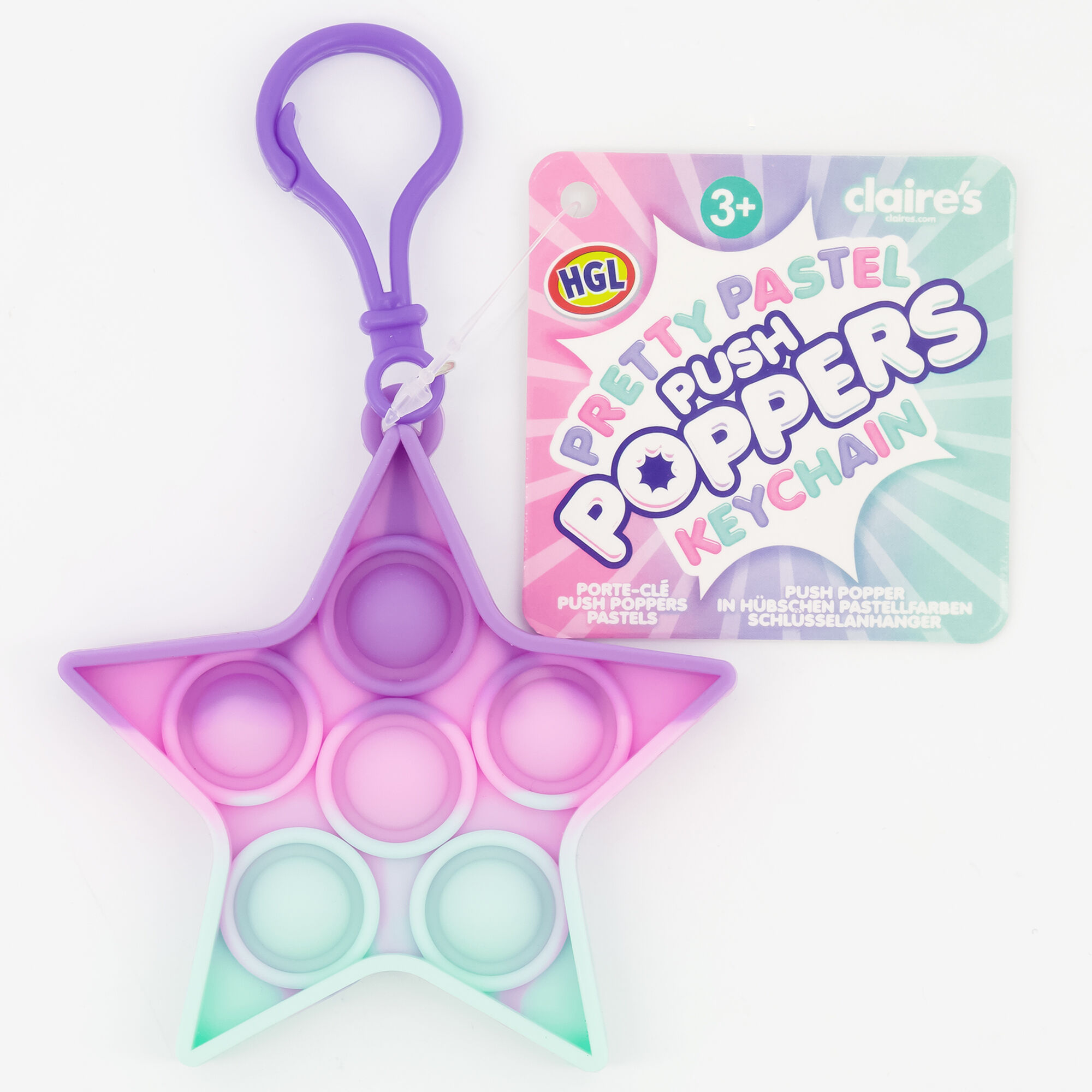 Jouet fidget Push Poppers porte-clés pastel - Les modèles peuvent varier,