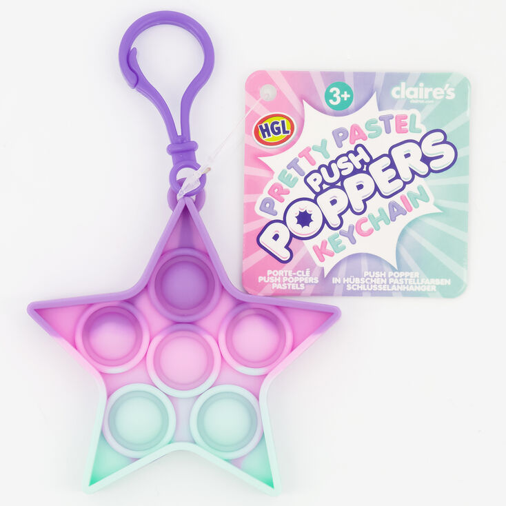 Jouet fidget Push Poppers porte-cl&eacute;s pastel - Les mod&egrave;les peuvent varier,