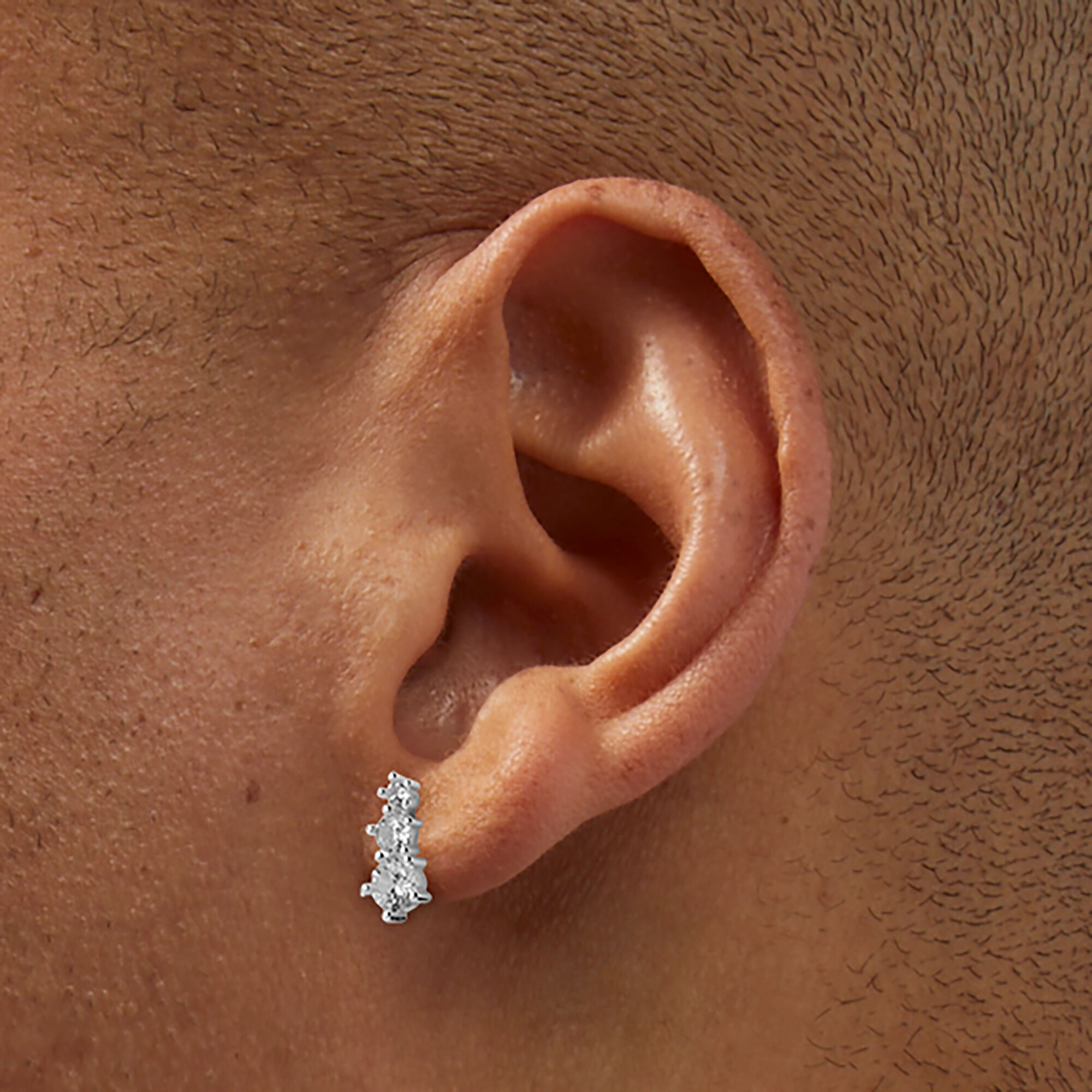 C LUXE by Claire's Sterling Silver Cubic Zirconia 6mm Stack Stud Earrings,