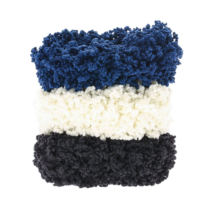 Small Neutral Navy Fuzzy Hair Scrunchies - 3 Pack,