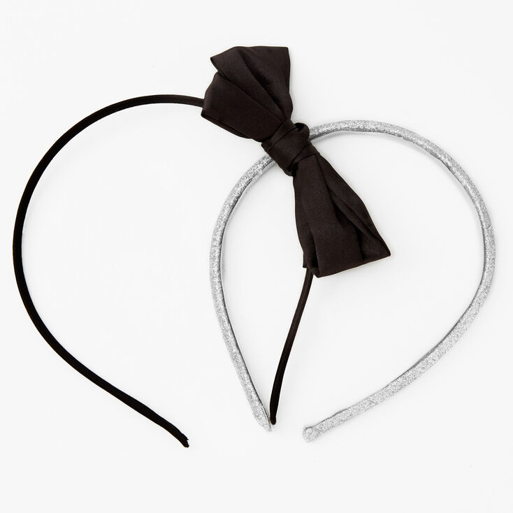 Silver Glitter &amp; Black Holiday Headbands - 2 Pack,