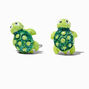 Green Glitter Turtle Stud Earrings,