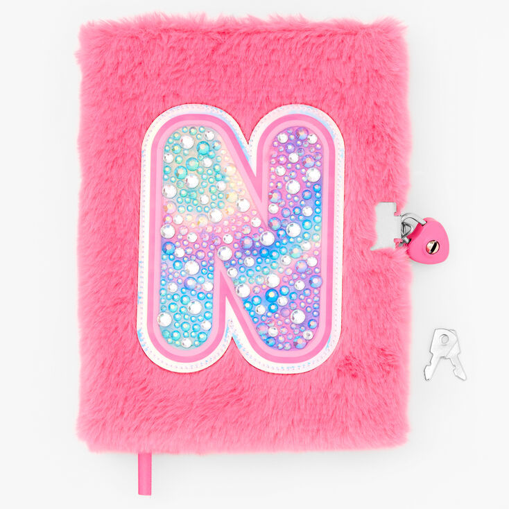 Bejeweled Initial Fuzzy Lock Diary - N,