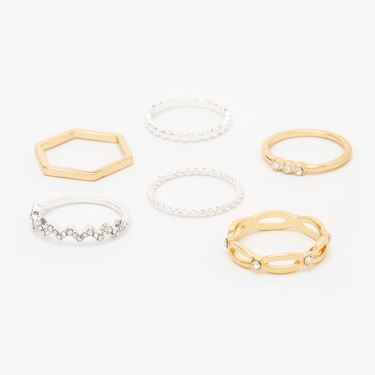 Mixed Metal Basic Chic Rings - 6 Pack,