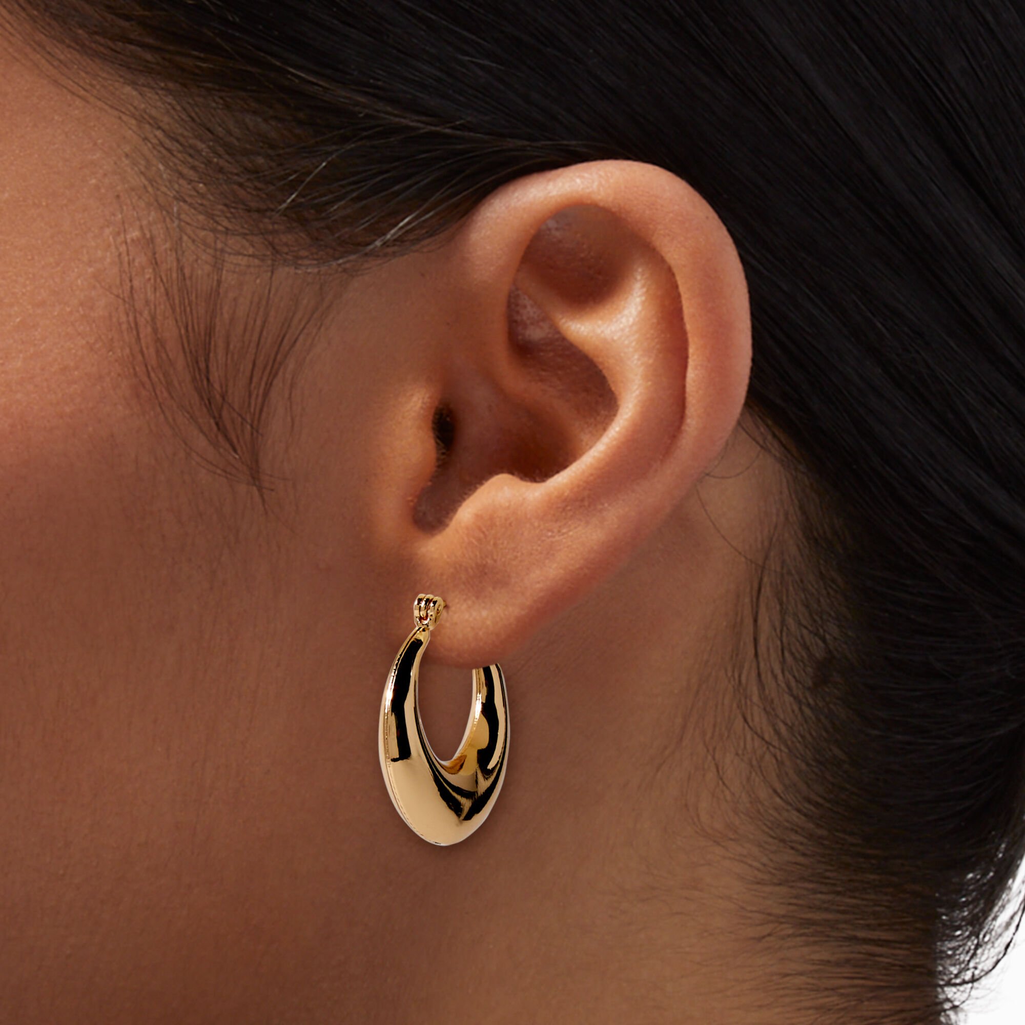 Gold-tone Round Tube 22mm Hoop Earrings,