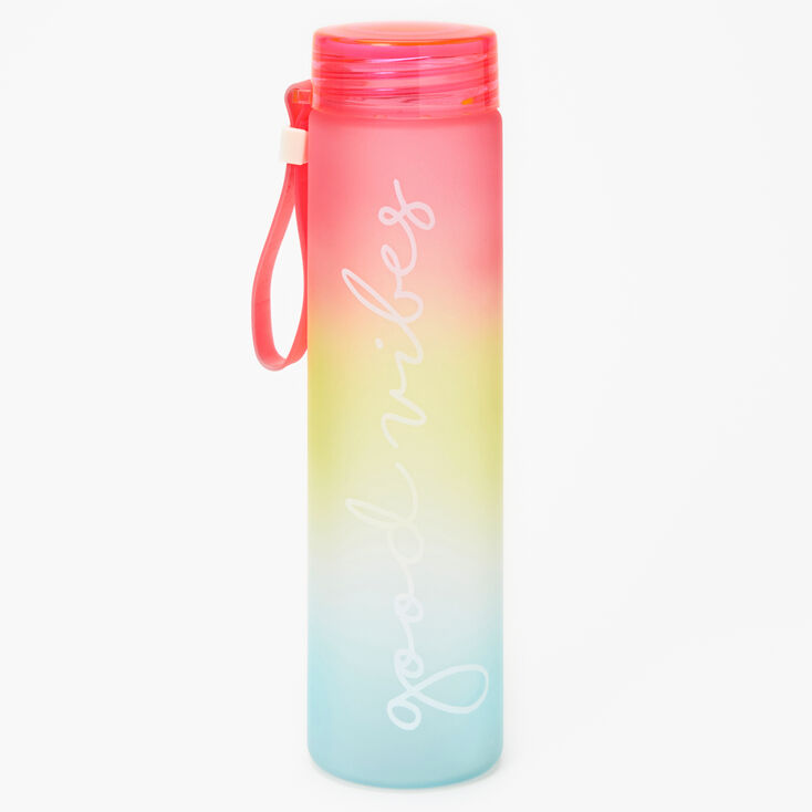 Good Vibes Rainbow Ombre Water Bottle,