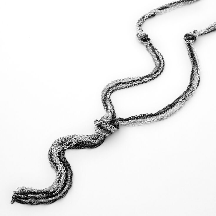 Mixed Metal Knotted Rope Long Necklace,