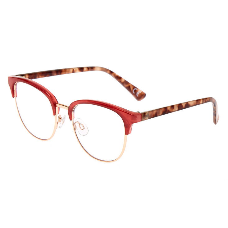 Claire's Lunettes à verres transparents ligne de sourcils motif écaille de tortue - Fruits rouges