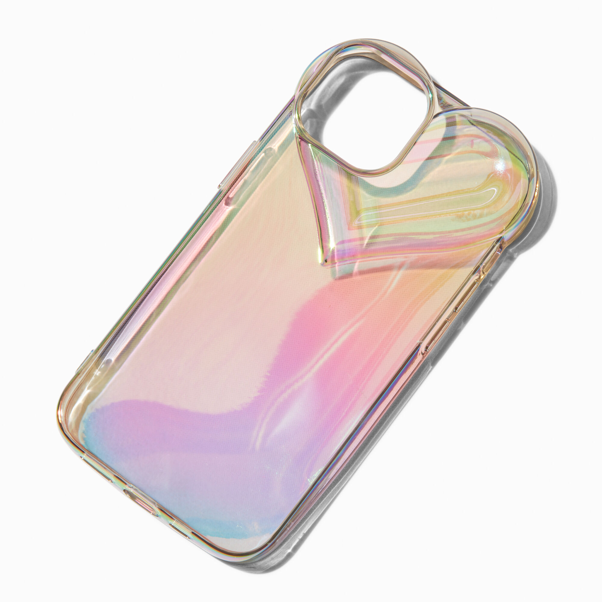 View Claires Holographic Hearts Protective Phone Case Fits Iphone 131415 Rainbow information