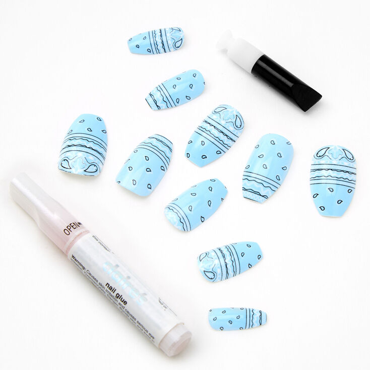 Faux ongles ballerine imprim&eacute; bandana - Lot de 24,