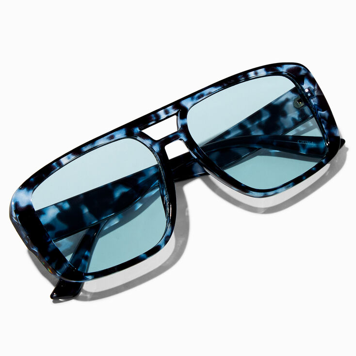 Blue Tortoiseshell Aviator Sunglasses,