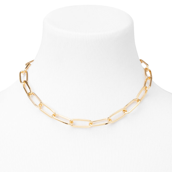 Gold Paperclip Link Chain Necklace,