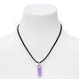 Purple Glow In The Dark Mystical Gem Pendant Black Cord Necklace,