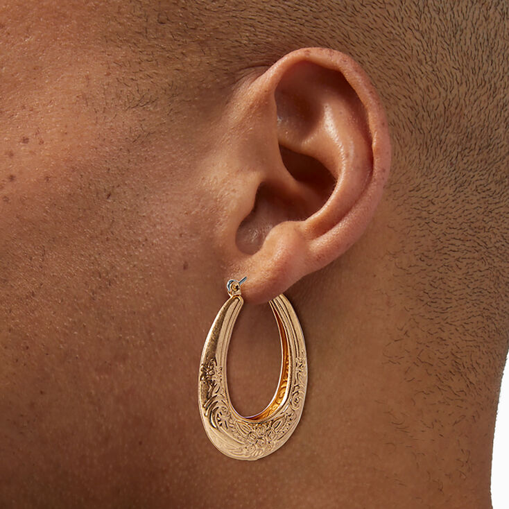 Current Obsession Textured Boho Oval Hoop Earrings,