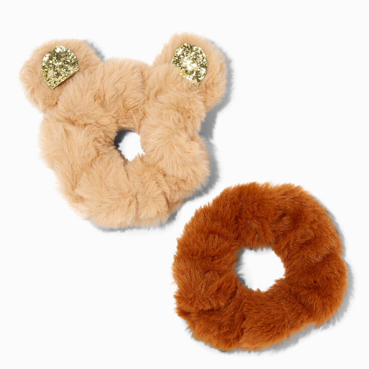 Claire&#39;s Club Medium Glitter Bear Hair Scrunchies - 2 Pack,