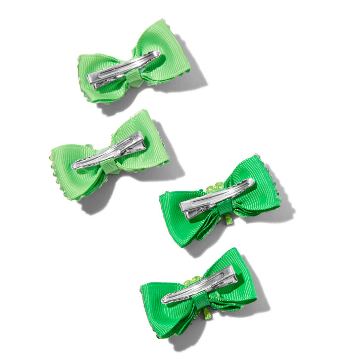 St. Patrick&#39;s Day Gemstone Bow Hair Clips - 4 Pack,