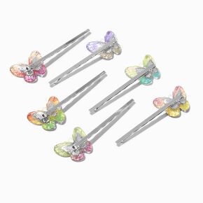 Holographic Rainbow Butterfly Hair Pins - 6 Pack,