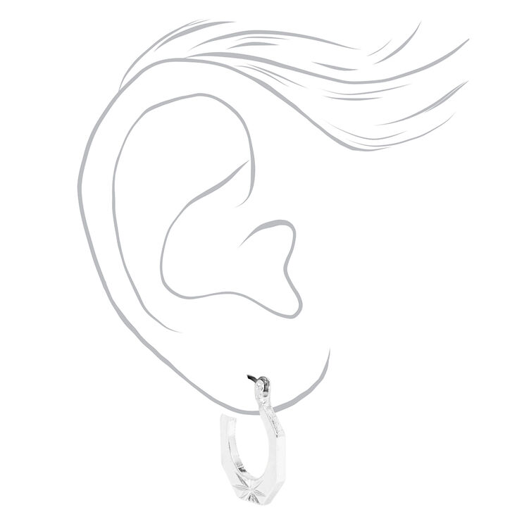 Silver 15MM Snap Hinge Hoop Earrings,