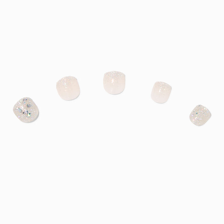 Claire&#39;s Club Silver Glitter Ombre Vegan Press On Faux Nail Set &#40;10 Pack&#41;,