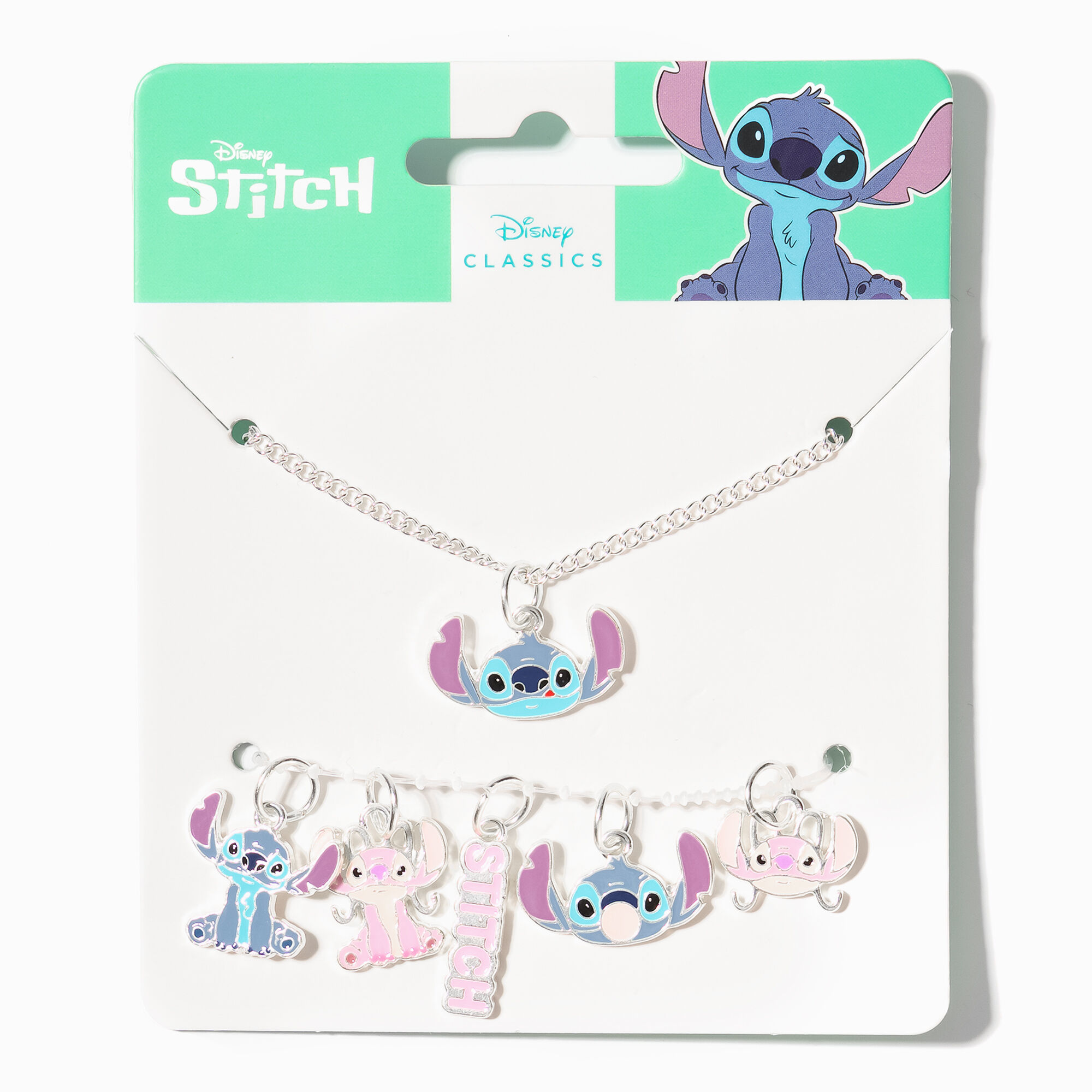 View Claires Disney Stitch Multi Charm Necklace 6 Pack Silver information