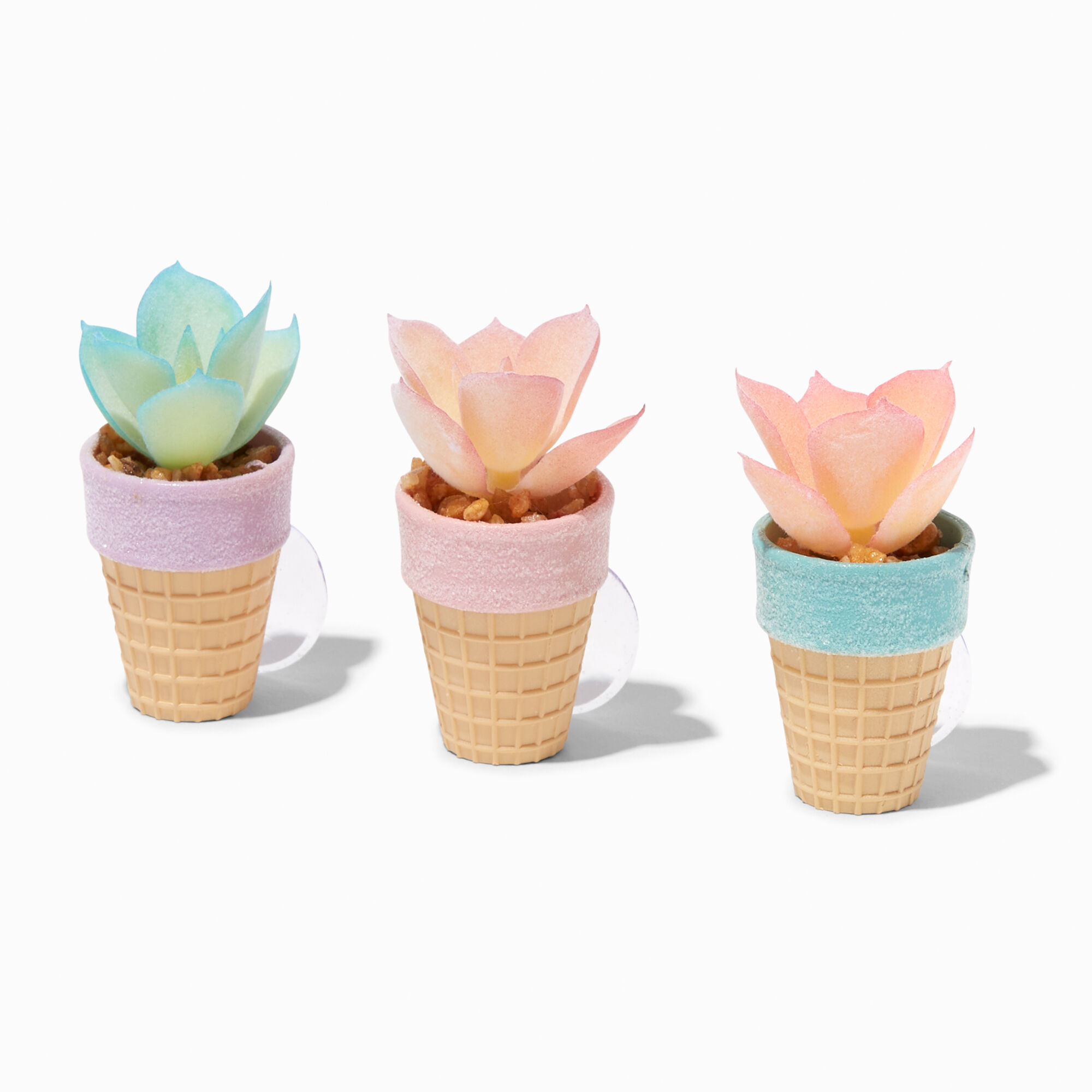 View Claires Ice Cream Cone Mini Faux Succulent Set 3 Pack information