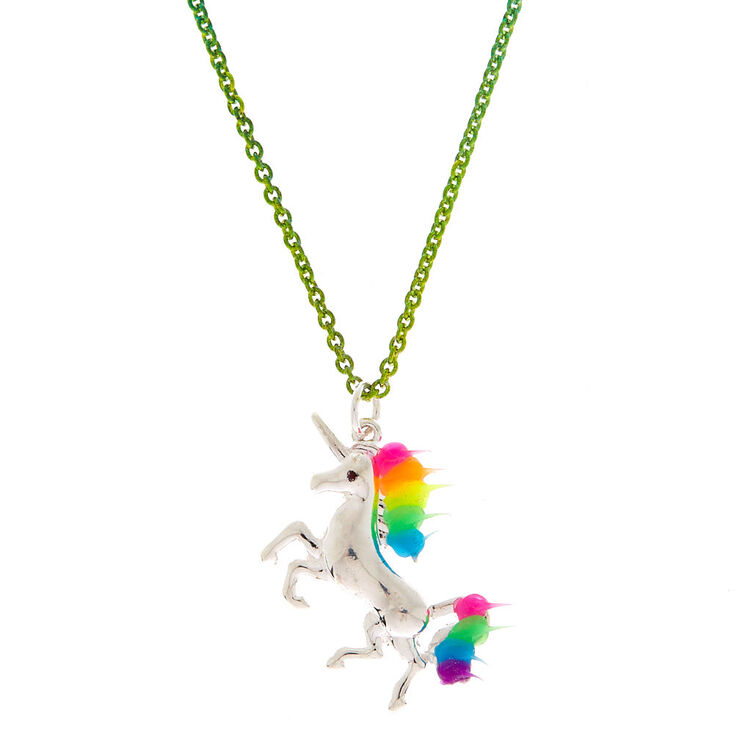 Rainbow Unicorn Pendant Necklace Claire S Us