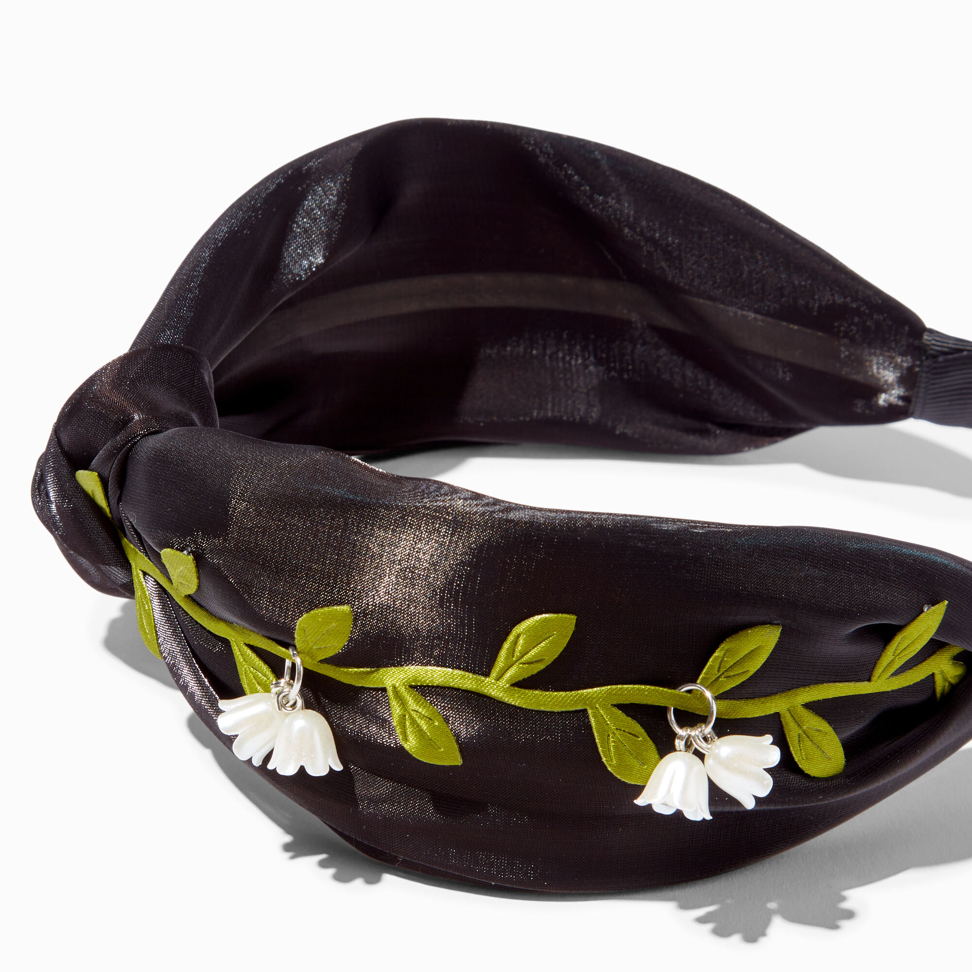 View Claires Vine Flower Dangle Knotted Headband Black information