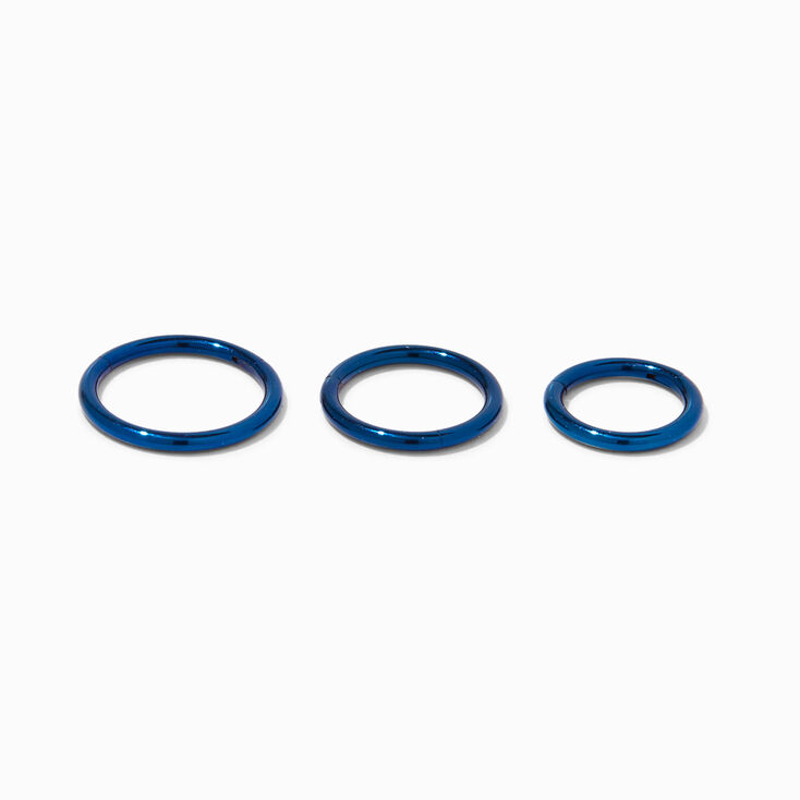 Titanium 18G Blue Mixed Nose Hoops - 3 Pack,