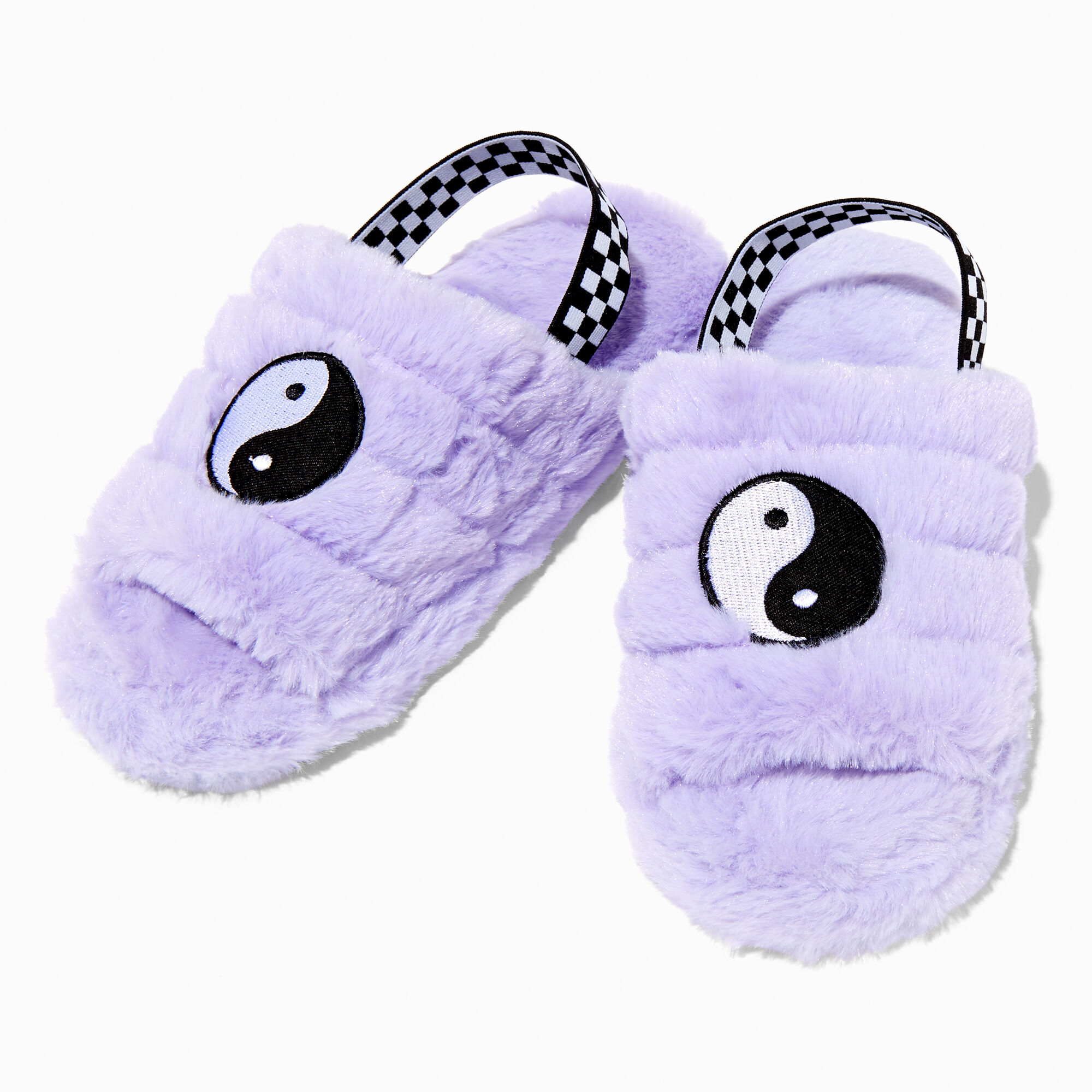 View Claires Yin Yang Furry Lavender Slide Style Slippers information