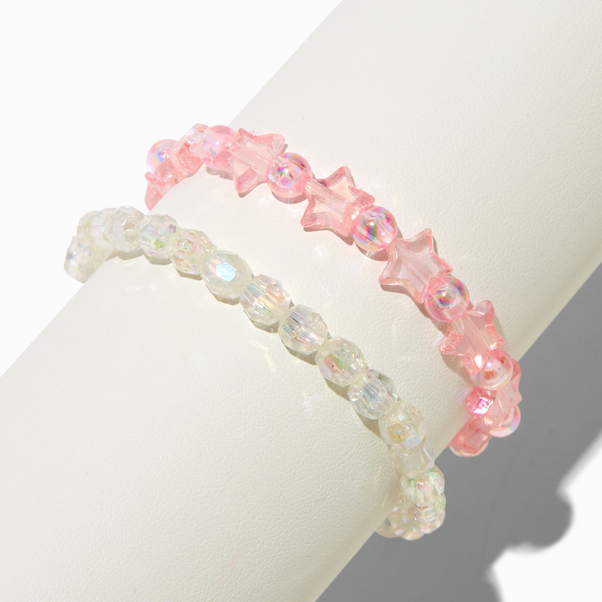 Pink Iridescent Star Stretch Bracelets - 2 Pack,