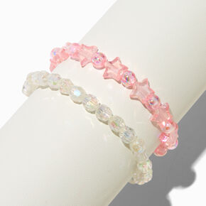 Pink Iridescent Star Stretch Bracelets - 2 Pack,