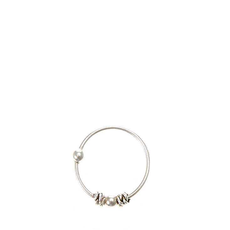 Sterling Silver 22G Bali Bead Nose Ring,