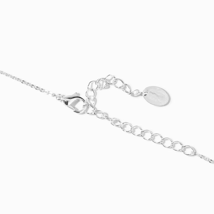 Silver Cursive Lowercase Initial Pendant Necklace - C,