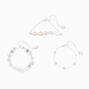 Claire&#39;s Club Silver Pastel Daisy Chain Bracelets - 3 Pack,