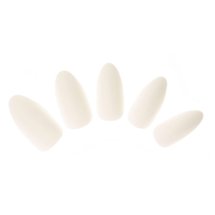 Matte White Stiletto Faux Nail Set - 24 Pack,