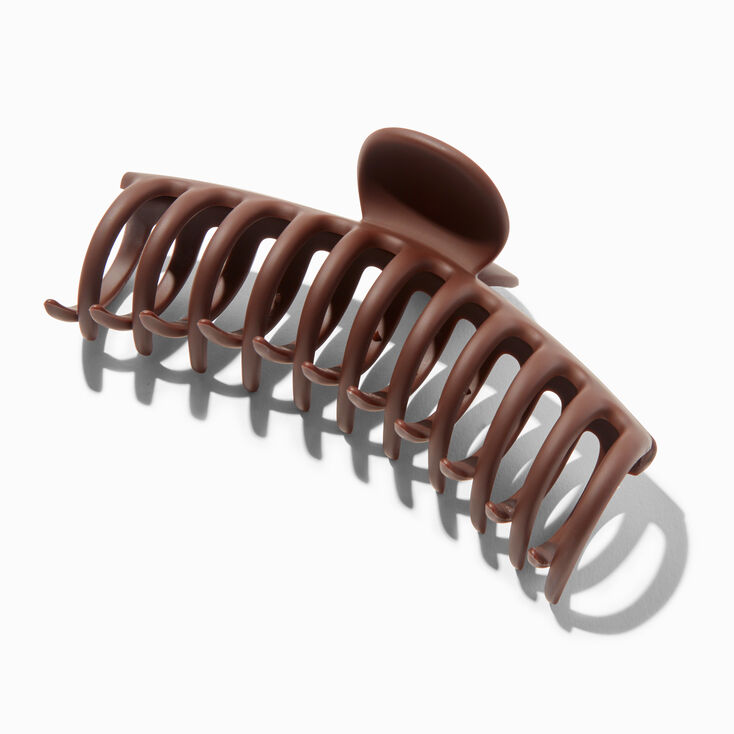 Grande pince &agrave; cheveux baril marron mate,