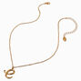 Gold-tone Curly Script Initial Pendant Necklace - E,