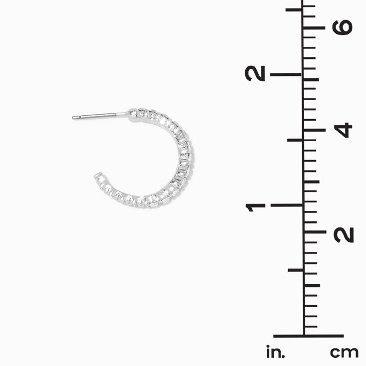 Silver-tone 15mm Crystal Hoop Earring Stackables Set - 6 Pack,